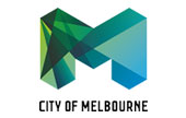 Logo of the City of Melbourne, comprising a stylized, angular 