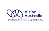 Logo of Vision Australia. The design includes two interconnected loops on the left. To the right, the text reads 