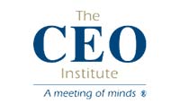 Logo of The CEO Institute with the text "The CEO Institute" in blue and "A meeting of minds ®" below it in a smaller font. The word "CEO" is prominently displayed in large letters. The text is set against a white background.