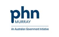 The image shows the logo for PHN Murray. The logo consists of the text "phn" in lowercase bold letters, with "MURRAY" written below in uppercase. Underneath, the tagline reads "An Australian Government Initiative.